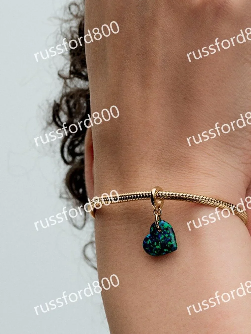 Pandora Opalescent Green Heart Dangle Charm